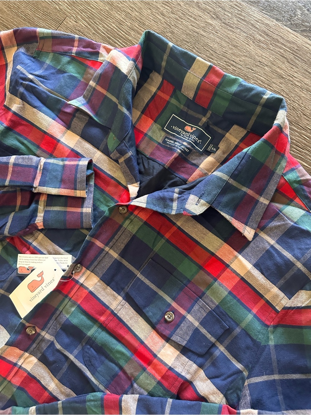 Vineyard Vines Men's Plaid Shirt Jacket Blue Red Green Beige Pockets sz XXL NWT